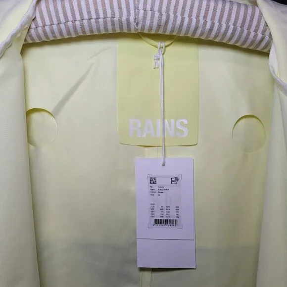 NWT RAINS Waterproof Long Snap Front Rain Jacket Straw M - Picture 7 of 16